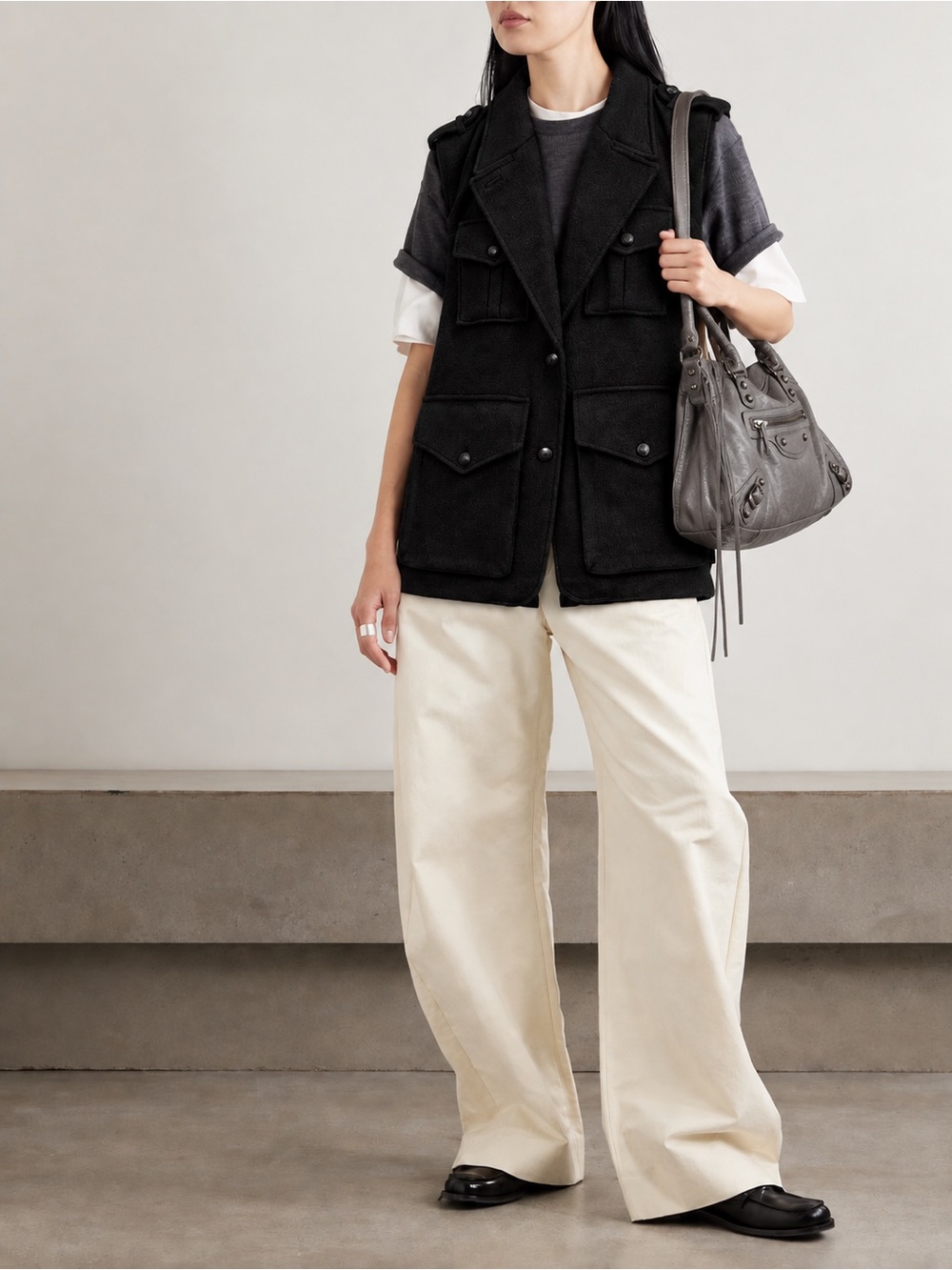 ZARA Black Oversized Wool Vest